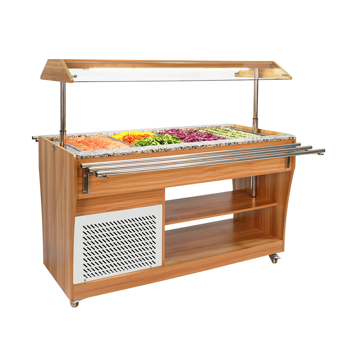 MESA BUFFETERA REFRIGERADA MOVIL DE 4 INSERTOS
